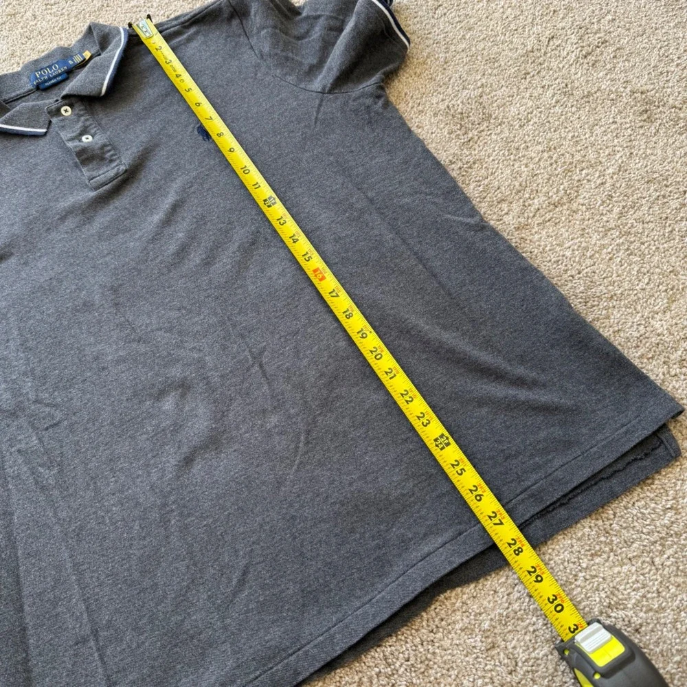 Polo Ralph Lauren Men XL Gray Classic Fit Tipped Striped Polo Shirt